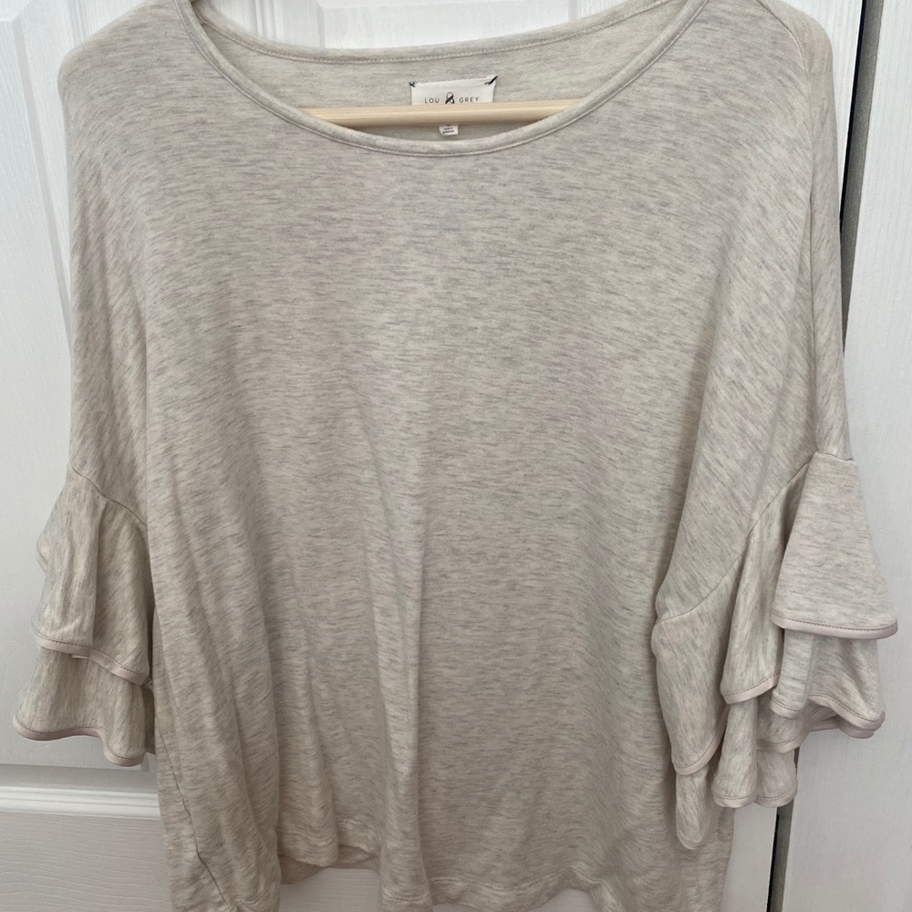 Heathered Lou & Grey ruffle-sleeve top, size L